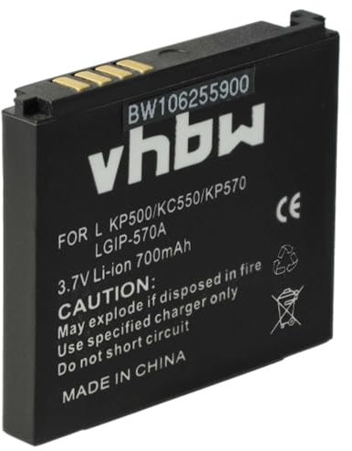 vhbw Akku kompatibel mit LG KP502 Cookie, KP501, KP500 Cookie, KP500 Handy Smartphone Telefon (700 mAh, 3,7 V, Li-Ion)