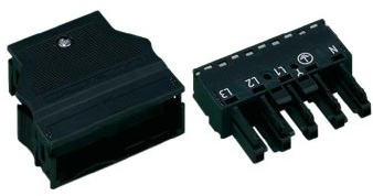WAGO 770-105/L010-165 Netz-Steckverbinder WINSTA MIDI Buchse, gerade Gesamtpolzahl: 4 + PE 25 A Schwarz 1 St.