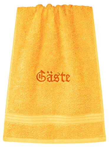 Lashuma Linz Frottee Handtuch mit Gäste, 30x50 cm Händehandtuch in Gelb, saugstark Gäste WC
