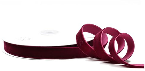 Creativery Samtband 16mm x 10m Rolle - Farbauswahl in 3/6/10/16/22/25/50mm - farbecht & waschbar - Schleifenband zum Nähen - Geschenkband zum Verpacken Dekorieren Basteln - Weinrot/Bordeaux 275