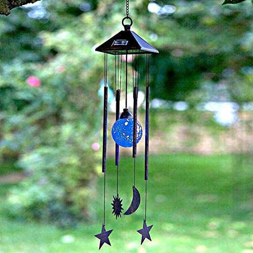 Garden Mile Star and Moon Solar Wind Chimes For Garden Windchimes Lights Solar Powered Wind Chimes For Gardens Light Hanging Lights Outdoor Gardens Hanging Solar Ornaments