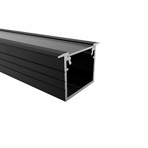 Schwarzes Aluminium Einbauprofil für 20mm LED-Streifen mit einschiebbarer Abdeckung: Semi - E Nil