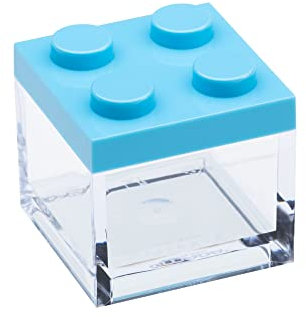 Omada Design Boîte type brique en Plastique (48 Pcs) transparent 5X5X5 cm, pour mariages, confirmations, fêtes de communion, baptême et remise des diplômes, fabriquée en Italie, Céleste