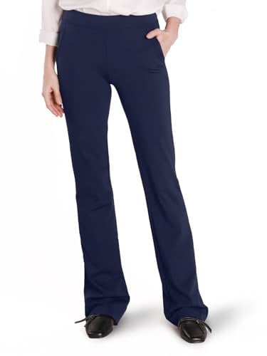 Safort Regular/Tall Bootcut Yoga Hose mit 71cm/76cm/81cm/86cm Schrittlänge, Dressy, Zwei Taschen, Blau, XXL