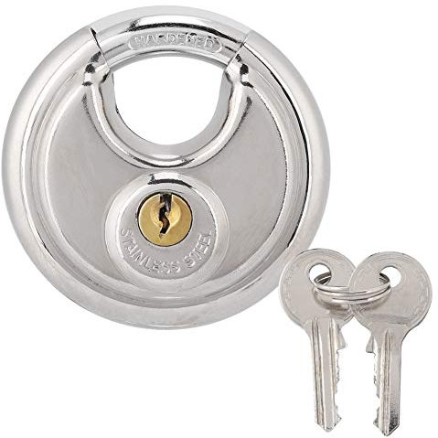 Lucchetto a disco di alta sicurezza Lucchetto tondo in acciaio inossidabile da 70 mm con chiave per serrature per armadi di recinzioni da magazzino per esterni