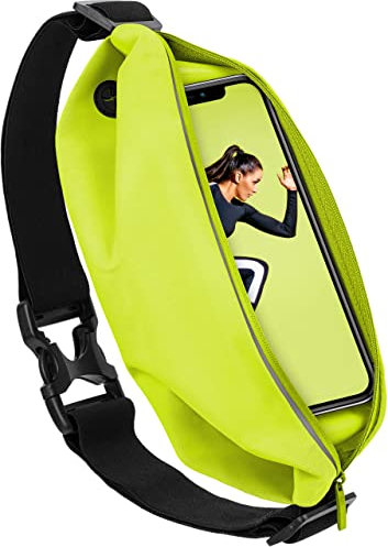moex Sport Gürteltasche Leicht und Wasserfest - für alle Samsung Serien | In- und Outdoor Fitness Handytasche, Lauftasche, Hüfttasche, Jogging Handy-Hülle, Laufgurt, Bauchtasche Joggen, Neon Gelb