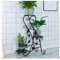 GUOCU 3 Töpf Metall Blumenständer Blumentreppe Pflanzer,Pflanzenständer Metall Blumentopf mit Blatt Design Schwarz C