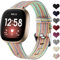 Ouwegaga Gewebtes Armband kompatibel mit Fitbit Versa 3/Fitbit Sense 1/2, atmungsaktives Nylongewebe, Ersatzarmband, kompatibel mit Fitbit Sense/Versa 3, groß, bunt