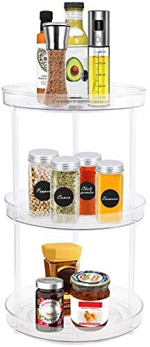 Tanice Rotatable Spice Rack 3-Tier Lazy Susan Turntable 360° Rotating Kitchen Storage Organizer with Anti-slip Rubber Pads for Kitchen/Bathroom/Makeup Organizer