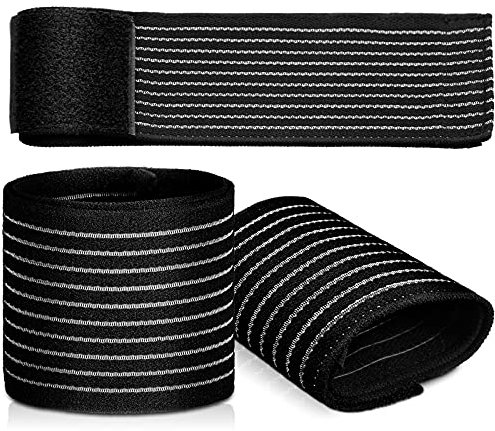 Boyiee 2 Pieces Elastic Wrist Support Wrap Breathable Adjustable Hand Splint Compression Sport Wrist Support Strap for Carpal Tunnel Tennis Sports Exercise Men Women(Black)