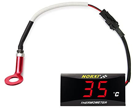 Termómetro de cabeza de cilindro norxi Termómetro del motor con adaptador de sensor de sonda de 10 mm y 14 mm (Rojo, 10 mm)