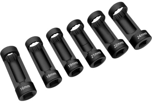 ZKTOOL 6 pièces Douille d'écrou de jambe de force d'entraînement 12 points 1/2,16mm 18mm 19mm 21mm 22mm 24mm, outils de amortisseur de chocs 6496