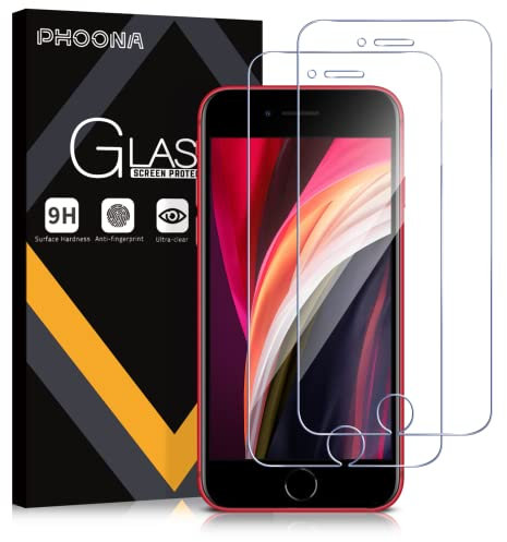 Phoona Protector de Pantalla para iPhone 7/8/se2020, 2 Unidades Cristal Templado Protector Pantalla para iPhone se2020, Dureza 9H, Sin Burbujas, Antiarañazos(4,7 pulgadas)