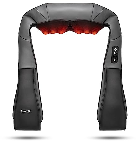 VOYOR-HEALTH Nackenmassagegerät mit Wärme, Massagegerät Nacken Schulter Shiatsu Elektrisch mit 4D-Knetmassage für Schulter, Rücken, Nacken und Ganzkörper-Muskelschmerzlinderung (Grau)