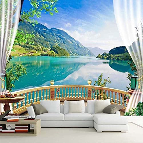 Wandbilder Benutzerdefinierte Fototapeten 3D Blauer Himmel Weiße Wolken See Wasser Waldlandschaft Tapete Wandbilder Wohnzimmer Tv Sofa Schlafzimmer Arbeitszimmer Dekor T 400 (Breite) x 280 (Höhe) cm