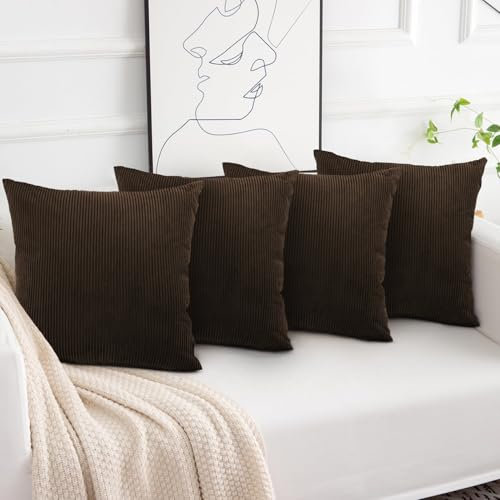 Aspire Homeware Coffee Cushions with Covers Included 45 x 45 cm Set of 8 Pcs (4-Cushion Covers, 4-Inserts) with Invisible Zipper Pattern Cushion for Home Décor, Bedroom & Sofa (18x18 Inchs)
