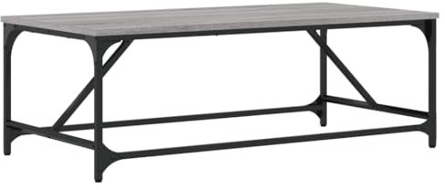 vidaXL Couchtisch, Beistelltisch mit Metallgestell, Tisch Sofatisch für Wohnzimmer, Kaffeetisch Teetisch, Modern, Grau Sonoma Holzwerkstoff