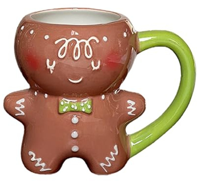 Dubbulon Lebkuchenmann-Tasse – Weihnachts-Lebkuchenmann-Kaffeetassen | 600ml Lustige Weihnachtstasse Mit Henkel | Cartoon Keramiktasse Für Tee, Kaffee, Lustige Familienfreunde