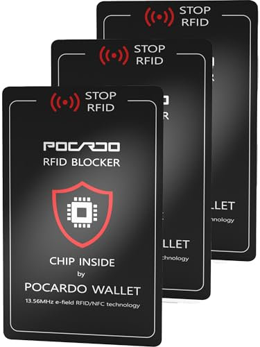 POCARDO 3X Sichere RFID Abschirmung Karte - Kreditkarten Schutz | Blockierkarten für Slim Wallet, Kartenetui, Geldbeutel, Portmonee - NFC Schutzkarte/Störsender