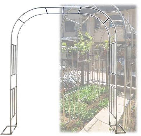 GZDXBF Extra Hoher 240cm Rankbogen (Edelstahl) Gartenbogen Rankhilfe Für Rosen Und Kletterpflanzen, Pflanzen Zur Unterstützung(Color:19mm+Base,Size:180 x 240 cm)
