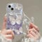 Emlivi Mobile Phone Case for iPhone 15 Pro Max with Beads Bracelet, Butterfly Flowers Mobile Phone Case Aesthetic Silicone Protective Case Women Girls Glitter Crystal Cute Case for iPhone 15 Pro Max,