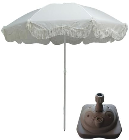 Blanca Sombrilla De Playa Grande Antiviento Sombrillas Terraza Parasol De Jardín Anti UV Parasol Terraza Sombrilla Jardin Exterior Con Borlas Para Piscina Balcón Y Césped ( Color : E , Size : 200*240c