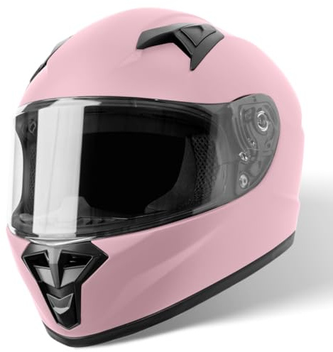 VINZ Parana Casque Integral Enfant | Casque de Moto Full-Face Homologué ECE 22.06 | Casque pour Scooter et Moto | Tailles YS-YXL - Rose Mat
