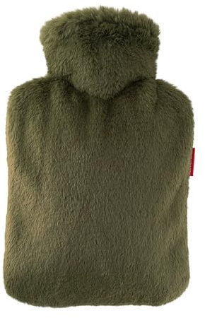 Steuber Wärmflasche Flausch 1,8l moosgrün 35 x 23 cm große Wärmflasche mit flauschigem Bezug für Erwachsene