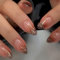 24pcs Short False Nails Almond Press on Nails Red Ombre Fake Nails Glitter Gold Stick on Nails Removable Glue-on Acrylic Full Cover Nail Tips Women Girls Nail Art Accessories Gifts