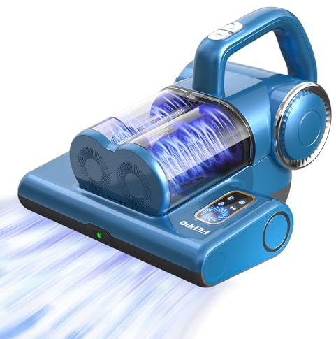 FEPPO Mattress Vacuum Cleaner, 16Kpa Bed Vacuum Cleaner with 253.7nm UV-C Light, 140°F Heat, HEPA Filter & Ultrasonic, Versatile Handheld Vacuums for Bed, Sofa, Couch, Crib(Corded, 500W)
