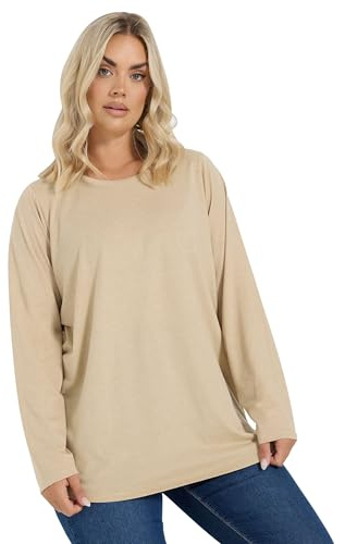 Yours Curve Light Long Sleeve Top - Women's - Plus Size Curve Brown