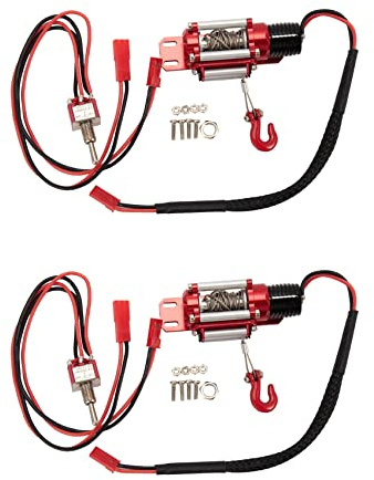 Kznifmk 2 x RC Seilwinde Simuliert, automatisch, aus Stahl, aus Metall, für 1/10 RC Raupenauto für TRX4 SCX10 90046 D90