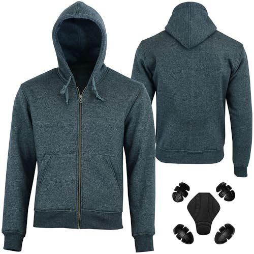 Vaster Moto Sudadera con Capucha de Moto para Hombre de Manga Larga de Fibra de aramida Elegante con Capucha y protección homologada por la CE (FR/ES, Letras, XL, Regular, Regular, Carbón)