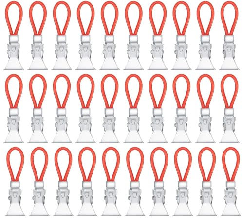 WYAN 30 Pcs Tea Towel Clips, Towel Holder Clip, Metal Kitchen Cloth Storage Clip, Small Hook Clips for Bedroom for Kitchen, Bathroom, Cupboards to Make Then Easy to Hang or Store(Red)