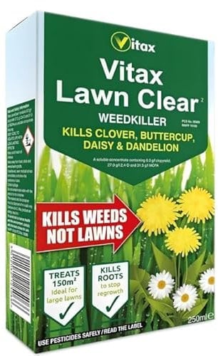 HMB® Vitax Lawn Clear Weedkiller Selective Concentrate 250ml Kills Broadleaf Weeds Not Grass Control Treatment Garden Care for Dandelion Daisy Clover Plantain Buttercup Free Turf