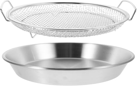 FUNNETOYU Escurridor Fregadero Cocina Acero Inoxidable Con Bandeja De Malla Para Freír Separador De Aceite Para Alimentos Fritos Rejilla Reutilizable Para Secar Verduras 10.23 X 10.23 X 2.36 in