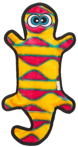 Outward Hound Kyjen 32073 Invincibles Plush Gecko Stuffingless Durable Dog Toys Squeaker Toy 4-Squeaker, Large, Red Orange
