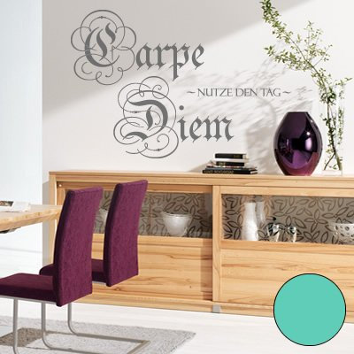 Klebesüchtig A275 Wandtattoo Carpe Diem 60cm x 41cm Mint Dekoration - Bad - Wohnzimmer - Aufkleber - Wandsticker