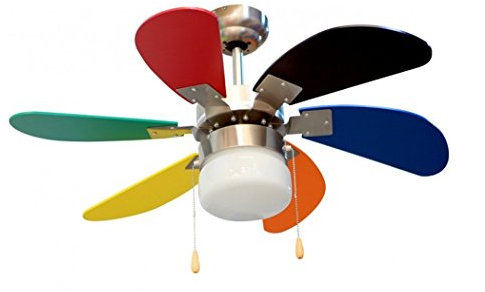 Orbegozo CC 65085 - Ventilador de techo con luz, 6 palas multicolor, diámetro 85 cm, potencia de 45 W, 3 velocidades