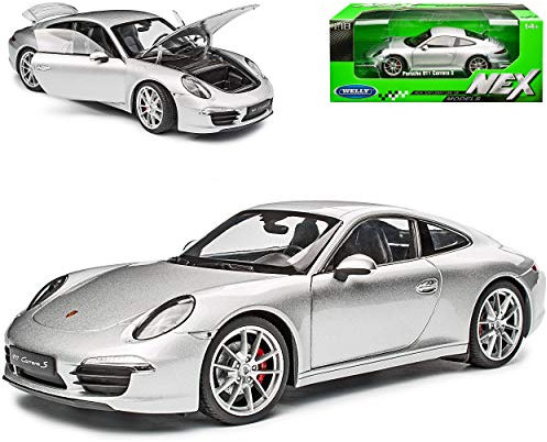 Welly Porsche 911 991 Carrera S Coupe Silber Grau Ab 2012 1/18 Modell Auto