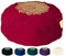 Om Vita - Cuscino da yoga o meditazione Zafu con imbottitura in 100% grano saraceno biologico e decorazione mandala realizzata a mano, Red Stitched