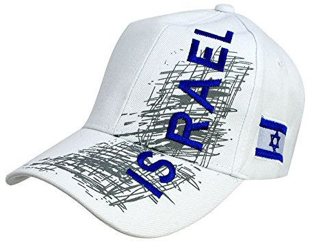 Jerusalem Israel Bestickt Weiß Baseball Cap Mütze Fashion mit Israel Flagge