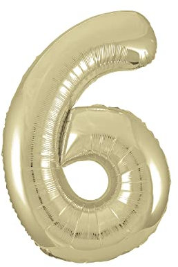 Gold Number 6 Shaped Large Foil Balloon (86cm) 1 Piece - Perfect for Birthday Parties and Special Events