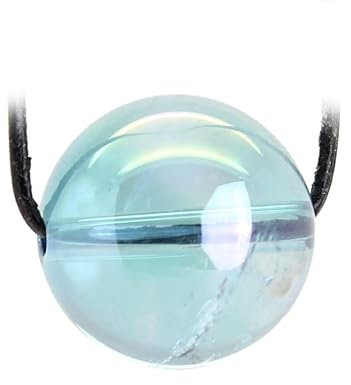 Budawi® Aqua Aura Kugel Anhänger Kettenanhänger mit Lederband