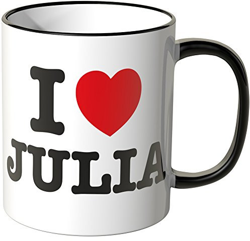 WANDKINGS® Tasse, Spruch: I Love Julia - SCHWARZ