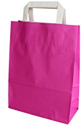 Papiertragetaschen mit Flachhenkel 18 + 8 x 22 cm (200 Stück, PINK)