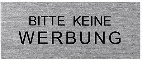 Pro Plus Türschilder in verschieden Größen, Bilder, Sprüche Türschild selbstklebend auch Firmenschilder oder Büroschilder (Bitte Keine Werbung 60x25mm Silber)