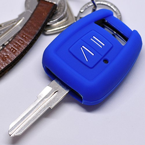 Soft Case Silikon Auto Schlüssel Schutz Hülle Blau kompatibel mit Opel Zafira A Astra G Vauxhall