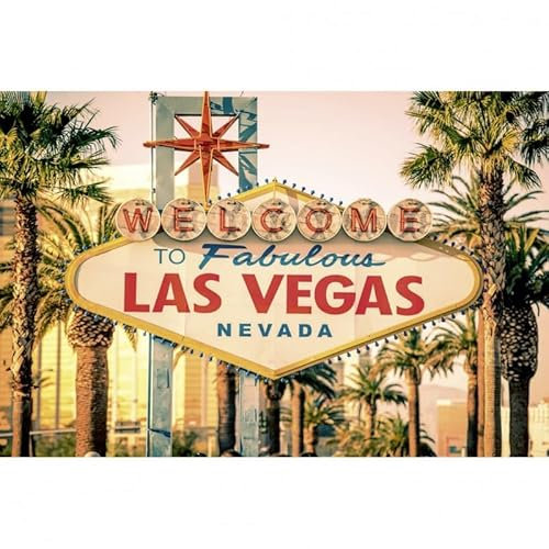 Scenolia Tableau Toile XXL en kit Welcome to Las Vegas 60 x 40 cm - Toile Textile sans PCV - Tableau Grand Format fabriqué en France
