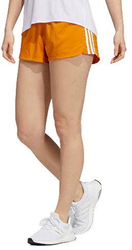 adidas Women's Standard Pacer 3-Stripes Woven Shorts, Focus Orange/White, X-Large
